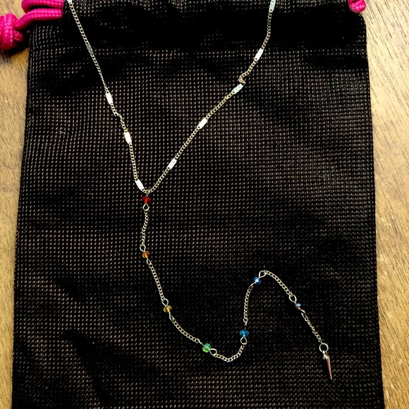 Free People Dainty Rainbow Bead Y-shaped Necklace - Gold - Picture 1 of 2